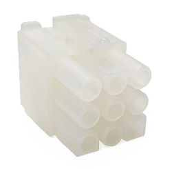 Male .093" Pin & Socket Receptacle Housing with Latch, 9 Circuits, 3x3
